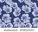 seamless pattern with big flower. creative hand drawing boho flower vector.  