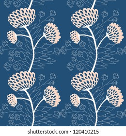 Seamless pattern with big flowers. Vector illustration