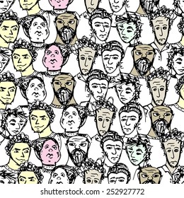 Seamless pattern with big group of people. Vector illustrated