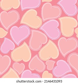 Seamless pattern with big hearts