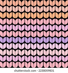 Seamless Pattern Big Knitted Zigzag Pink Orange Purple