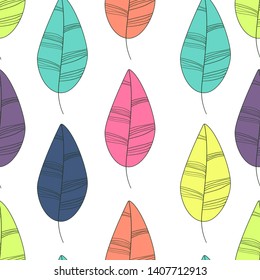 Seamless pattern with big multicolor leaves