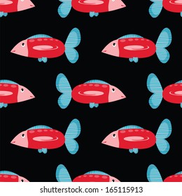 seamless pattern with big red fish