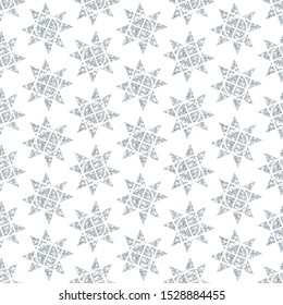 Seamless Pattern Big Silver Christmas Stars Glitter