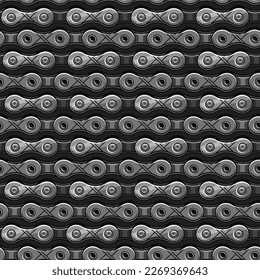 Seamless pattern with bike chain. Horizontal regular lines. Vector illustration.