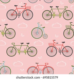 Seamless pattern with bikes