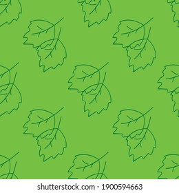 seamless pattern birch leaves green