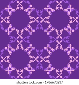 seamless pattern of a bird in a chef s hat with a fork and spoon on a purple background. Vector Wallpaper eps 10