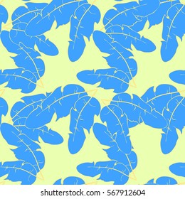 seamless pattern a bird feather on green vector illustration