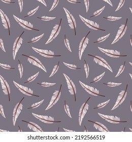 Seamless pattern bird feather or writing  pen. Vector illustration.