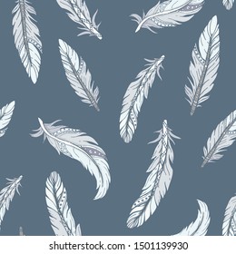seamless pattern with bird feathers