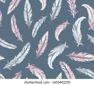 seamless pattern with bird feathers