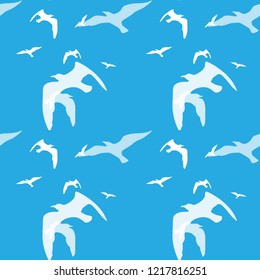 Seamless pattern of bird on the blue