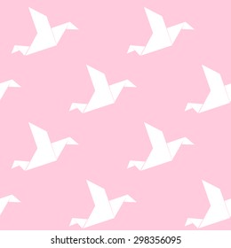 seamless pattern bird paper cranes origami