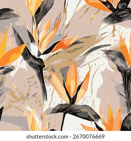 seamless pattern Bird of Paradise Flower