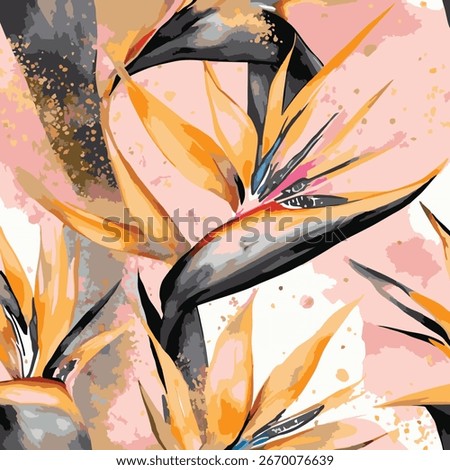 seamless pattern Bird of Paradise Flower