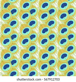 seamless pattern of Bird peacock feather  vector illustration