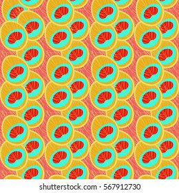 seamless pattern Bird peacock feather on a red  vector illustration