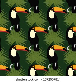 seamless pattern with bird and plants