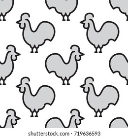 Seamless pattern with bird rooster. Vector kids pattern chicken which can be used for printing, textiles and children clothing.