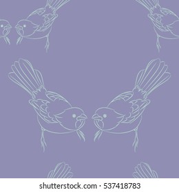 seamless pattern Bird sketch on a dark background, vector illustration drawn by hand