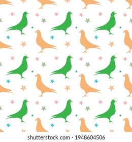 Seamless pattern bird, vector illustration.