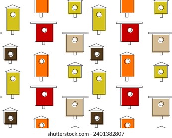 the Seamless pattern with birdhouses
