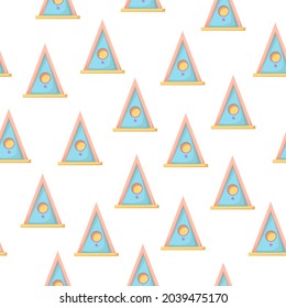 Seamless pattern with birdhouses on a white background. Decorative wooden bird houses. Colorful garden birdhouses for feeding birds. Birdhouses are a set of vector illustrations.