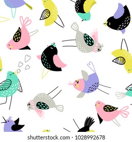 Seamless pattern with birds