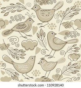 Seamless pattern with birds