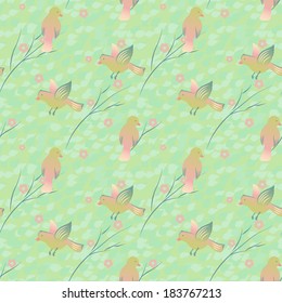 Seamless pattern with birds