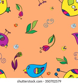 Seamless pattern with birds