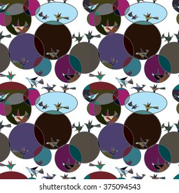 Seamless pattern with birds