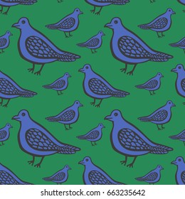 Seamless pattern with birds