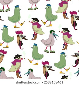 seamless pattern with birds characters. element for poster design print postcard banner wallpaper wrapping backdrop background textile