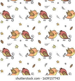 Seamless pattern of birds. Children's cartoon illustration used for baby bodysuit.
