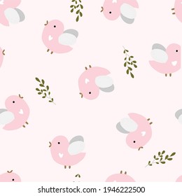patrón transparente con aves. tiras de bebé adorables para el diseño de tejidos, tejidos, manteles, ropa de cama