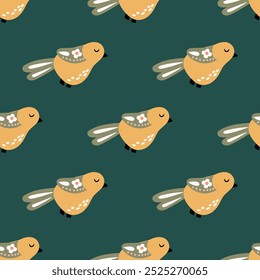 Seamless pattern with birds. Design for fabric, textiles, wallpaper, packaging.	