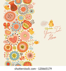Seamless pattern and birds   flowers