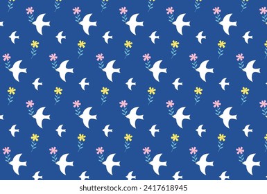 seamless pattern with birds and flowers for banners, cards, flyers, social media wallpapers, etc.