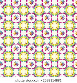 Seamless pattern with birds and flowers on white background