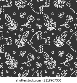 seamless pattern with birds and flowers. vector illustration