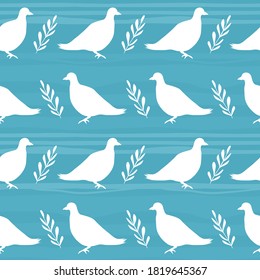 Seamless pattern, birds, hand drawn overlapping backdrop. Colorful background vector. Cute illustration, doves. Decorative wallpaper, good for printing