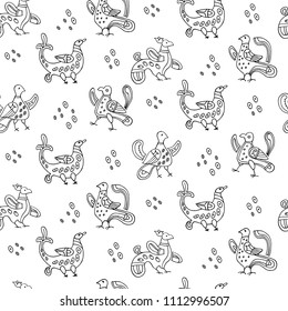 seamless pattern with birds, hand-drawn vector illustration