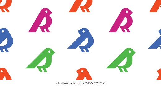 Seamless pattern with Birds. isolated on white background