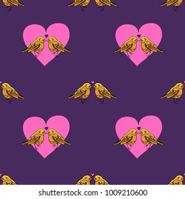 seamless pattern with birds in love