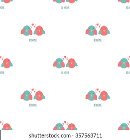 Seamless pattern with birds in love. Stock vector.