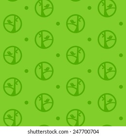 Seamless pattern with birds on green background, vector