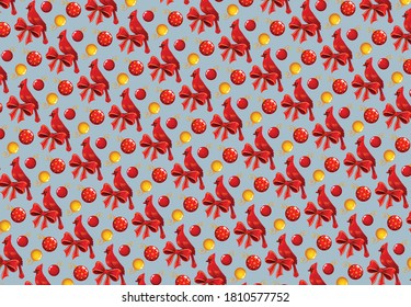 Seamless pattern with birds on grey background.