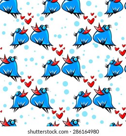 Seamless pattern with birds on a white background.